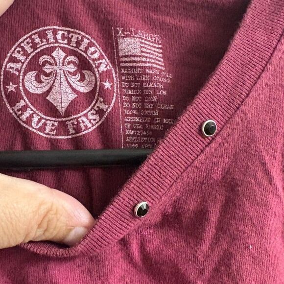 Women's Buckle Affliction Long Sleeve Studded Top Size XL - Picture 5 of 7